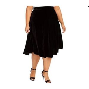 Calvin Klein Soft Black Velvet Stretchy Skirt Women 16W Black